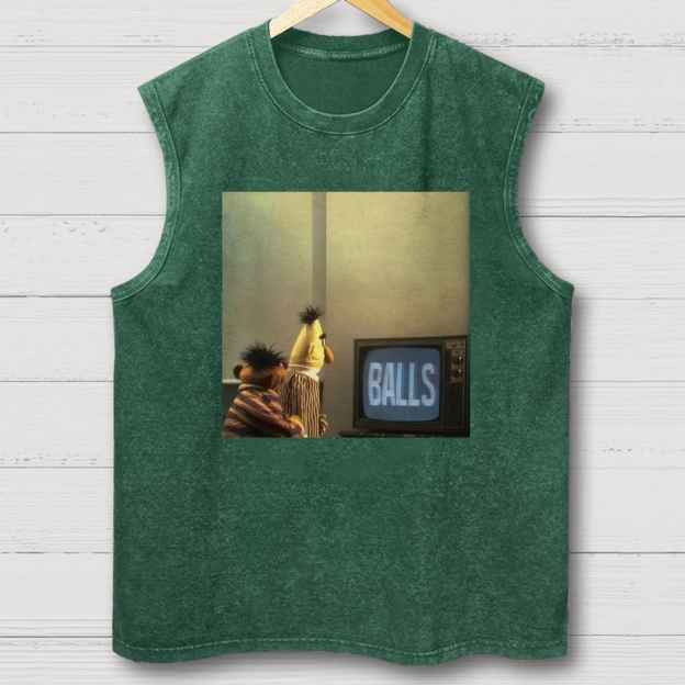 "Balls" Bert & Ernie Meme Cotton T-shirt Washed Vest