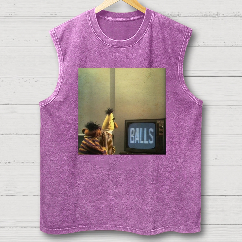 "Balls" Bert & Ernie Meme Cotton T-shirt Washed Vest