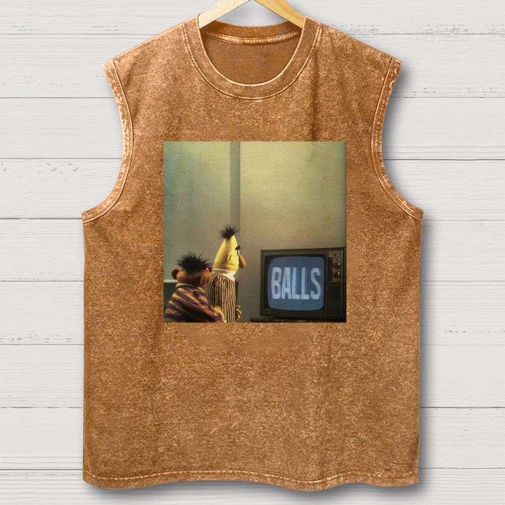 "Balls" Bert & Ernie Meme Cotton T-shirt Washed Vest