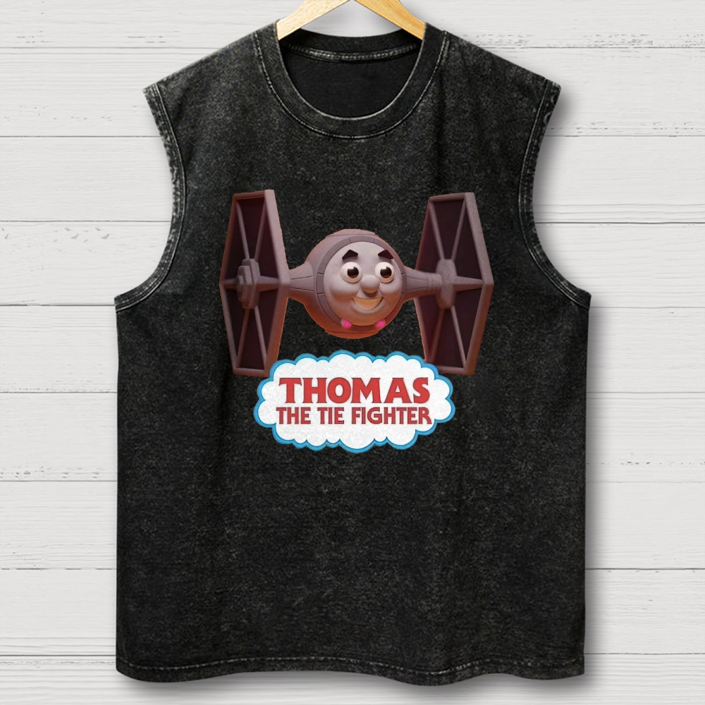 "Thomas the Tie Fighter" Parody Cotton T-shirt Washed Vest