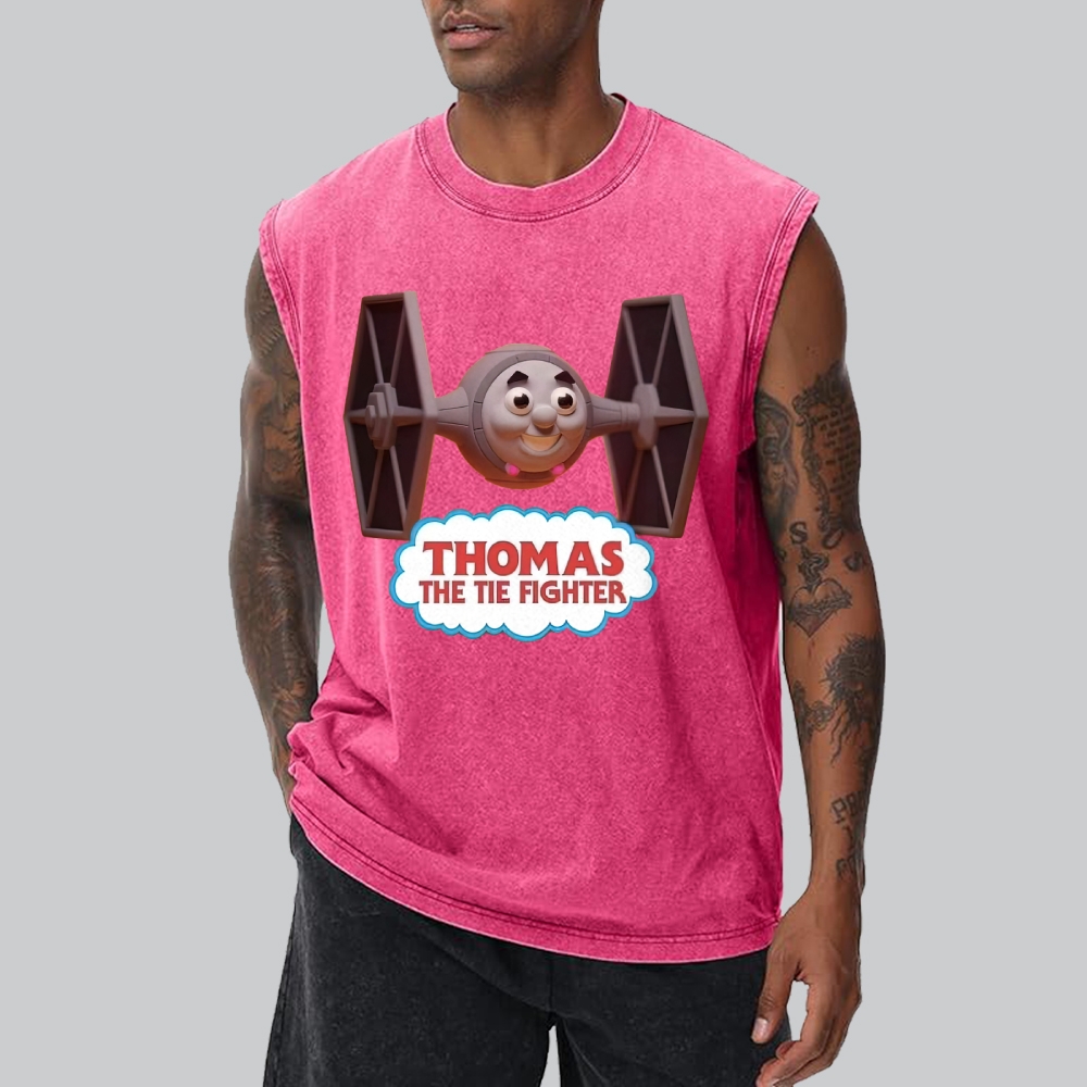 "Thomas the Tie Fighter" Parody Cotton T-shirt Washed Vest