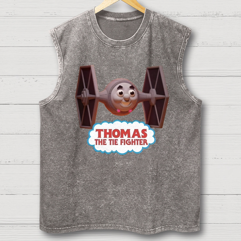 "Thomas the Tie Fighter" Parody Cotton T-shirt Washed Vest