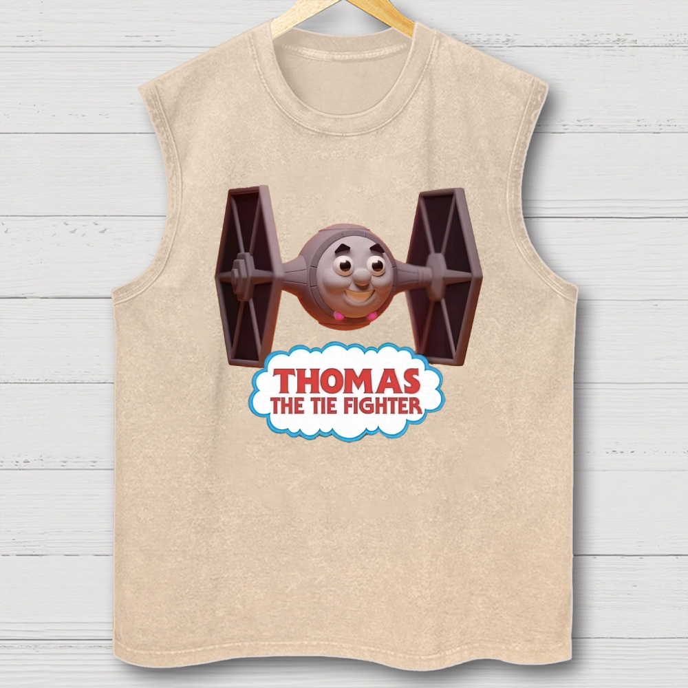"Thomas the Tie Fighter" Parody Cotton T-shirt Washed Vest