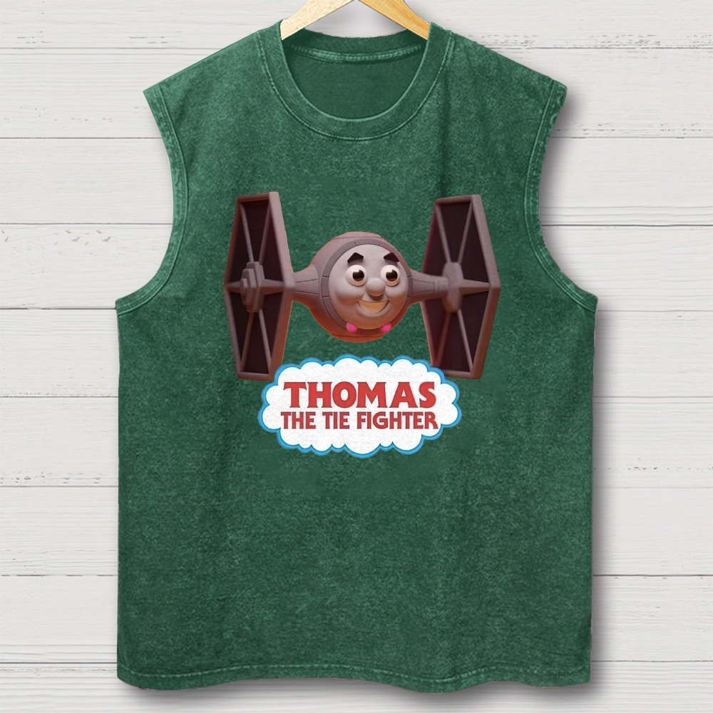 "Thomas the Tie Fighter" Parody Cotton T-shirt Washed Vest
