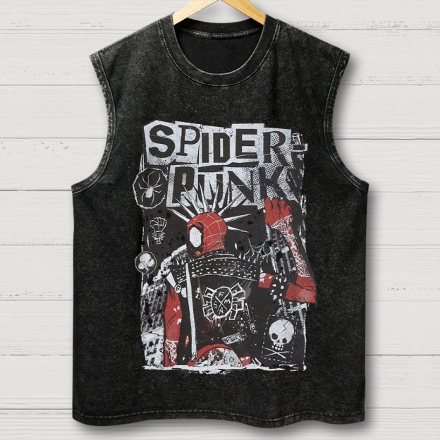 "Spider-Punk" Punk Rock Washed Vest