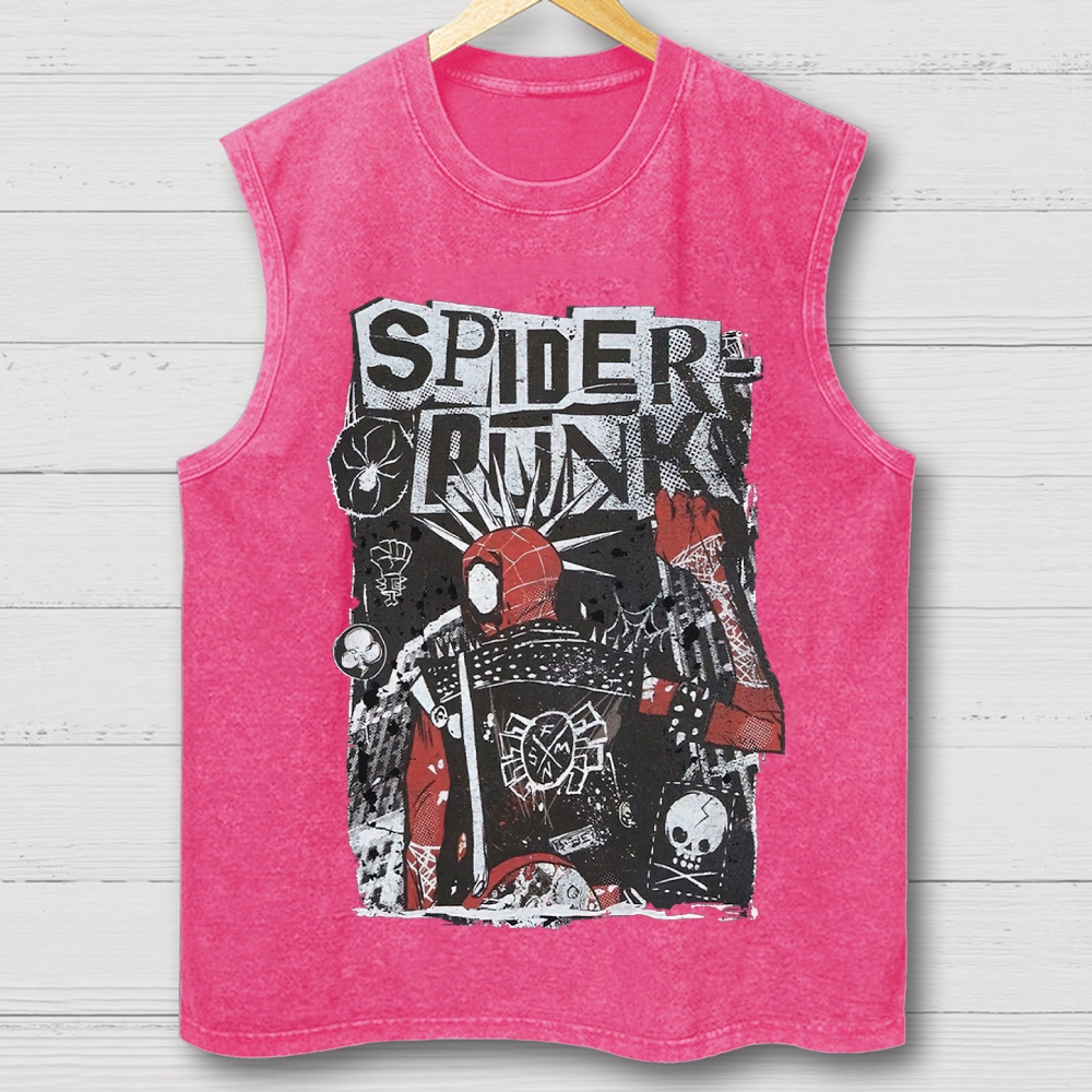 "Spider-Punk" Punk Rock Washed Vest