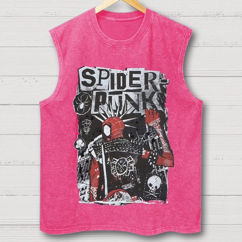 "Spider-Punk" Punk Rock Washed Vest