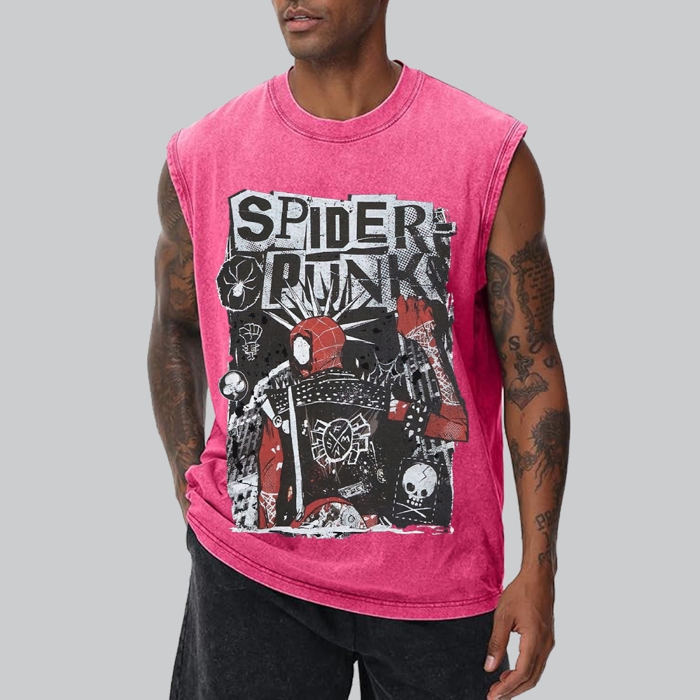 "Spider-Punk" Punk Rock Washed Vest