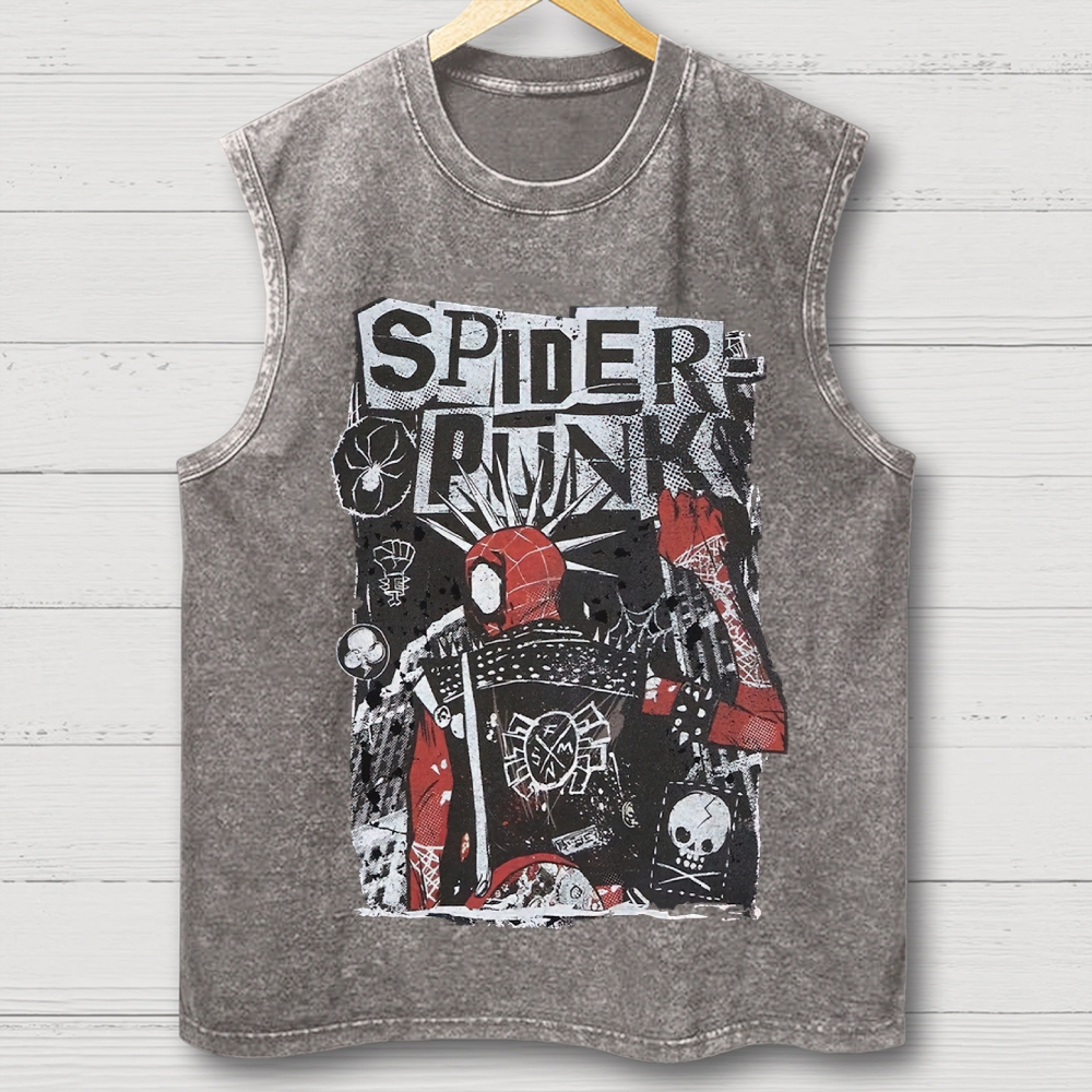 "Spider-Punk" Punk Rock Washed Vest