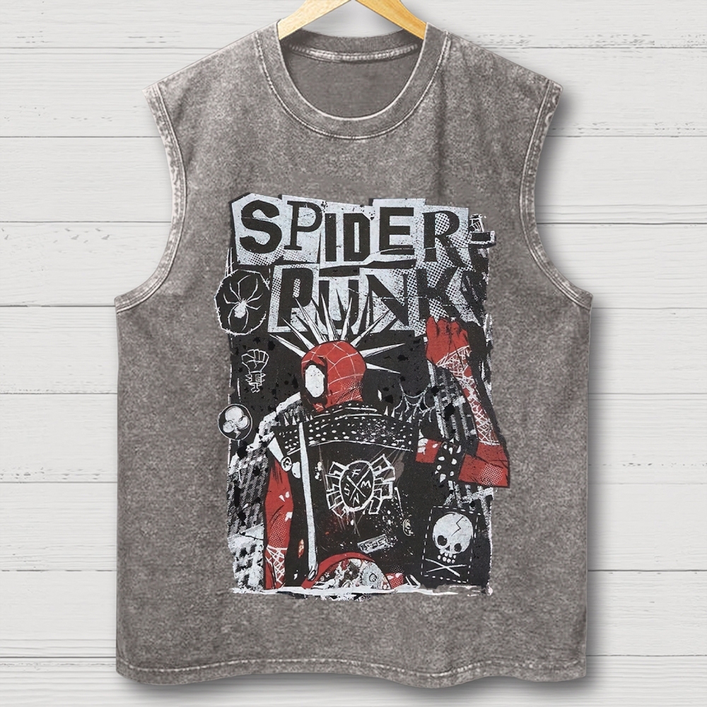"Spider-Punk" Punk Rock Washed Vest
