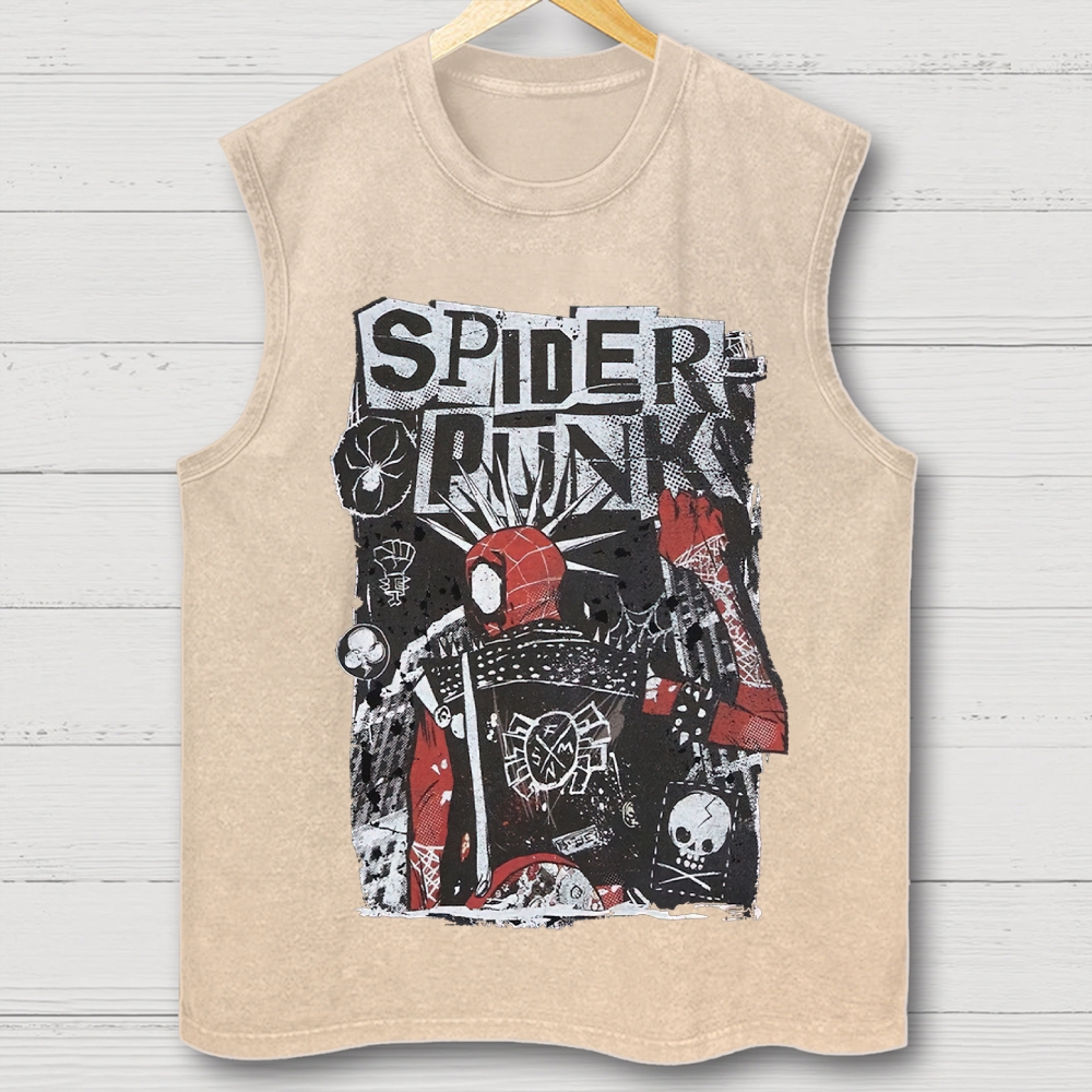 "Spider-Punk" Punk Rock Washed Vest