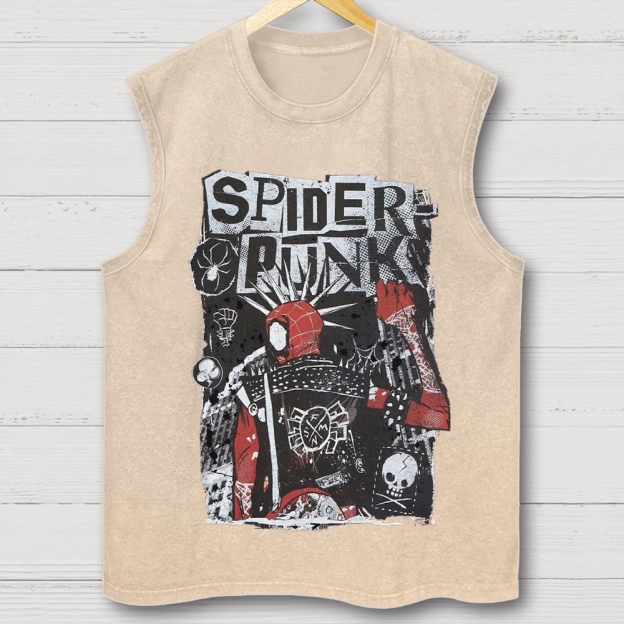"Spider-Punk" Punk Rock Washed Vest