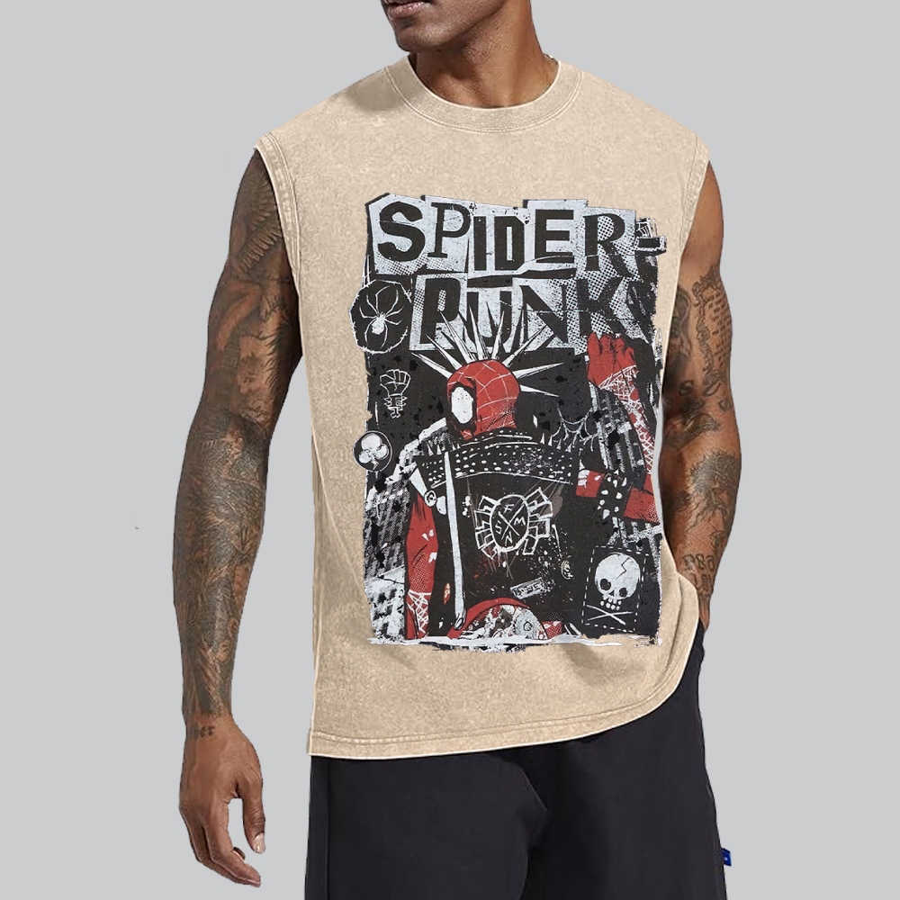 "Spider-Punk" Punk Rock Washed Vest