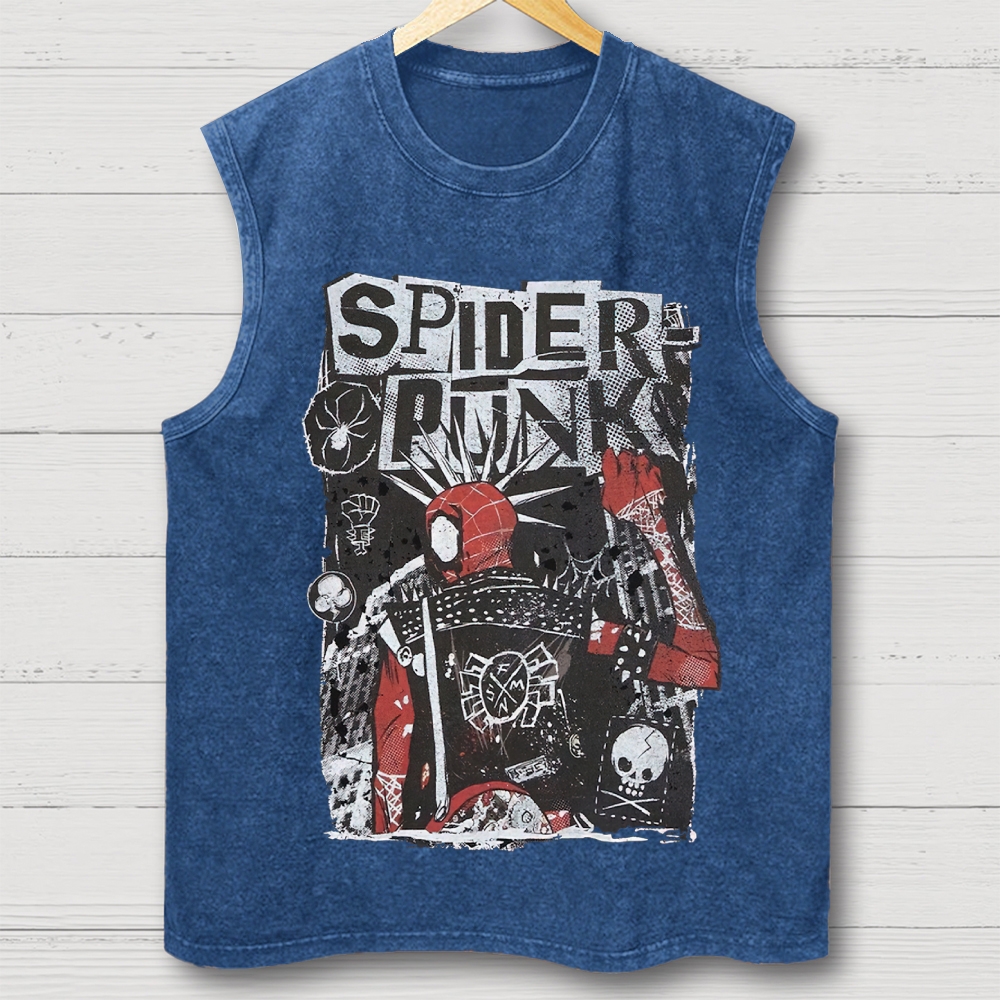 "Spider-Punk" Punk Rock Washed Vest