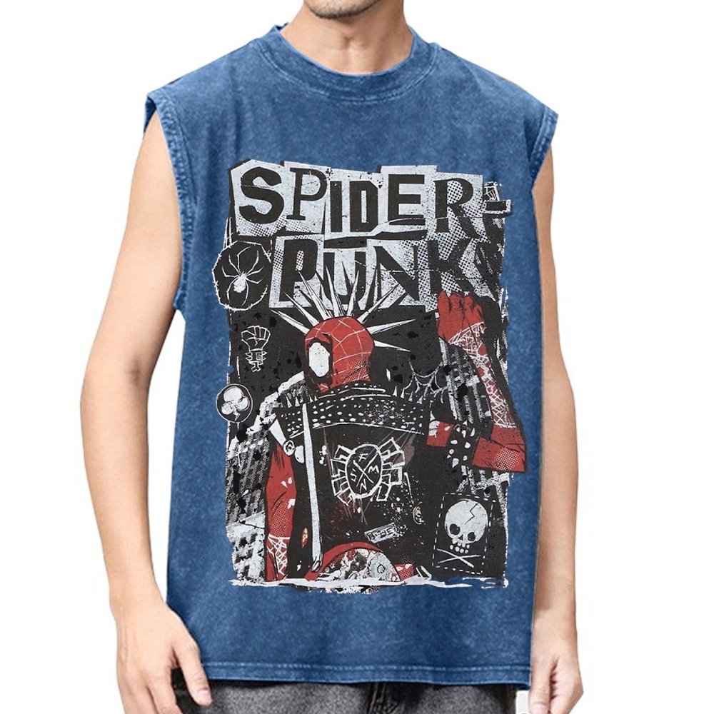 "Spider-Punk" Punk Rock Washed Vest