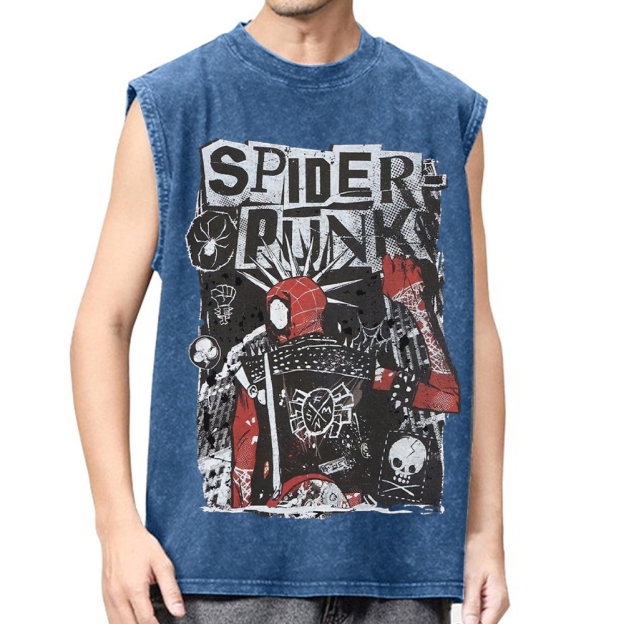 "Spider-Punk" Punk Rock Washed Vest