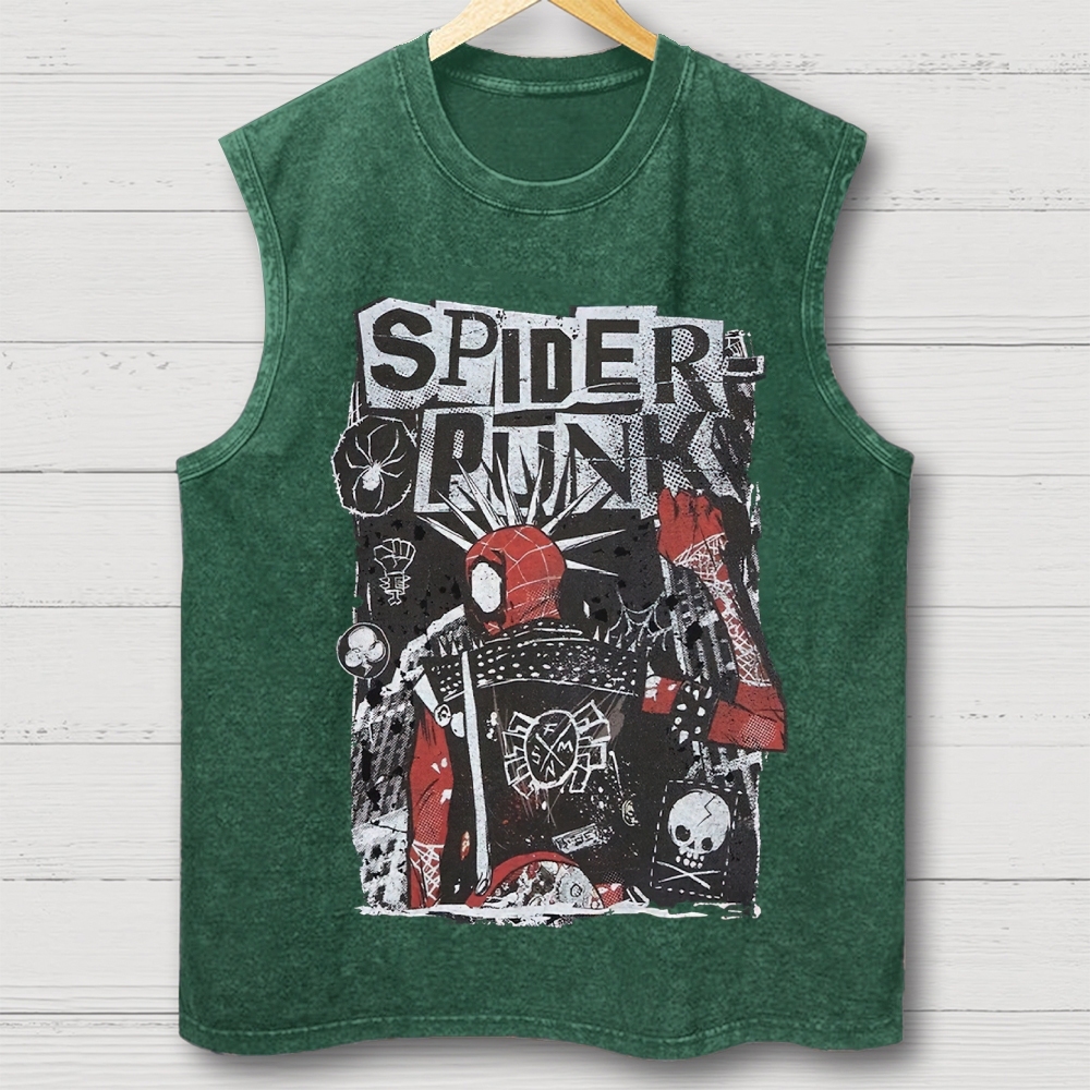 "Spider-Punk" Punk Rock Washed Vest