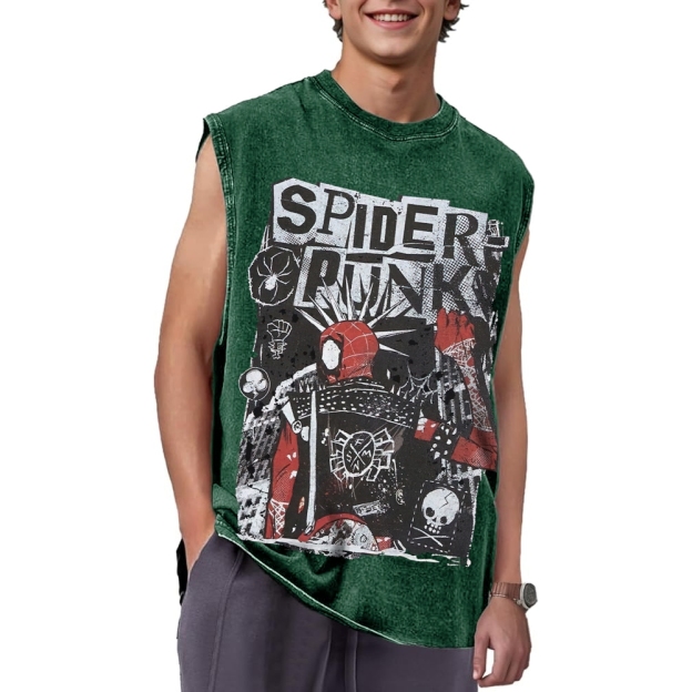 "Spider-Punk" Punk Rock Washed Vest