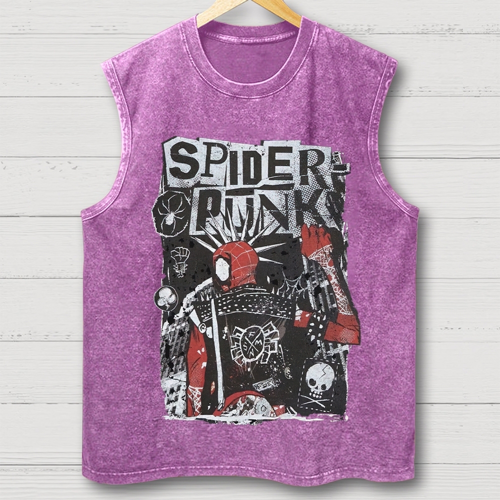 "Spider-Punk" Punk Rock Washed Vest