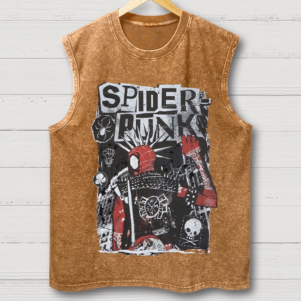 "Spider-Punk" Punk Rock Washed Vest