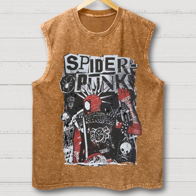 "Spider-Punk" Punk Rock Washed Vest