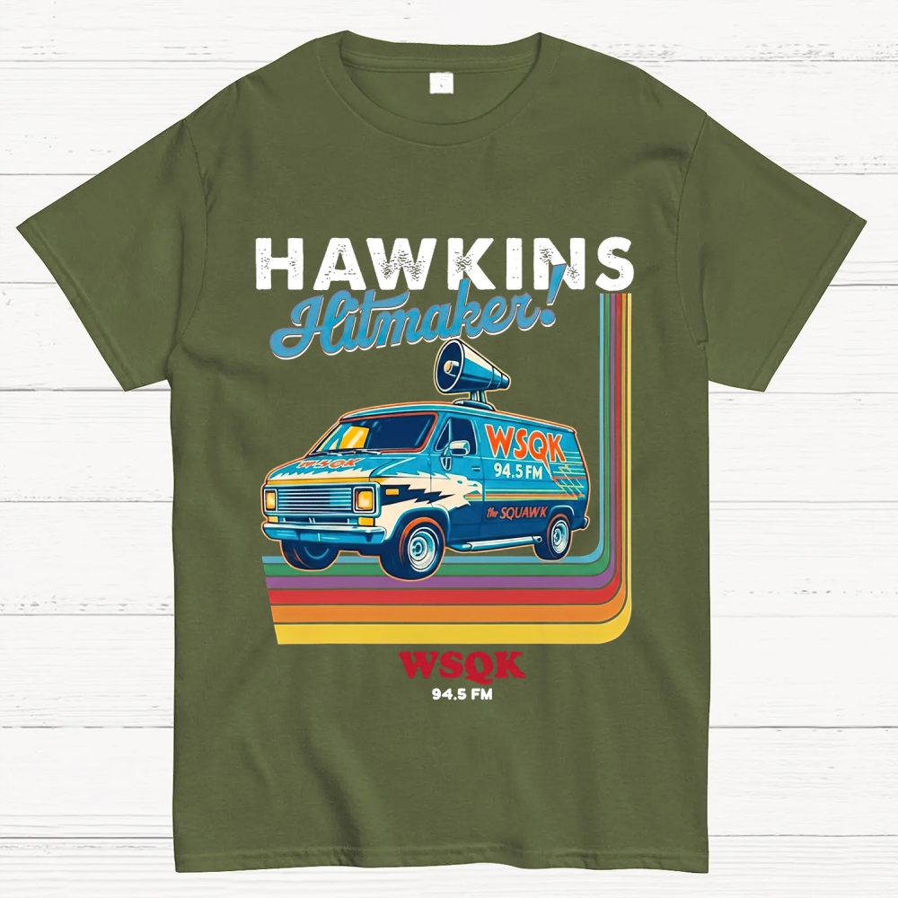 "Hawkins Hitmaker!" Retro Van Cotton T-shirt
