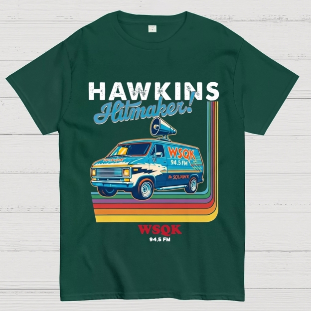 "Hawkins Hitmaker!" Retro Van Cotton T-shirt