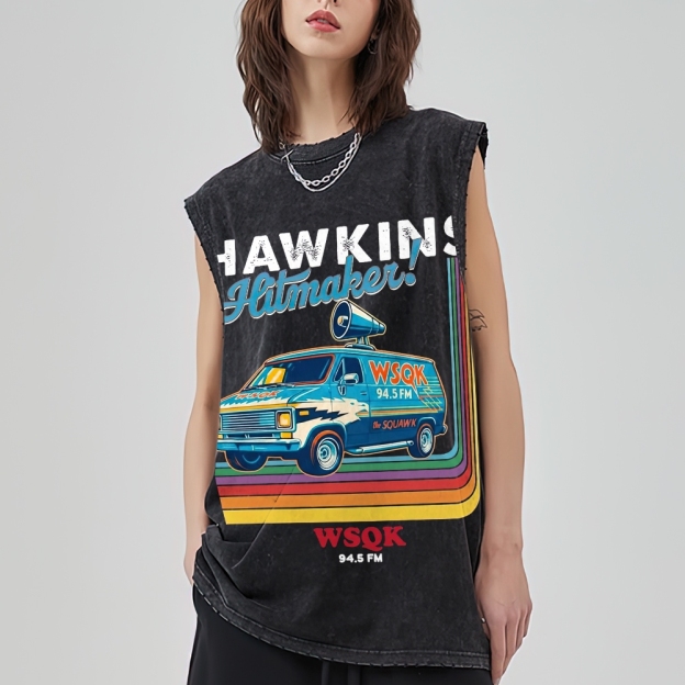 "Hawkins Hitmaker!" Retro Van Washed Vest