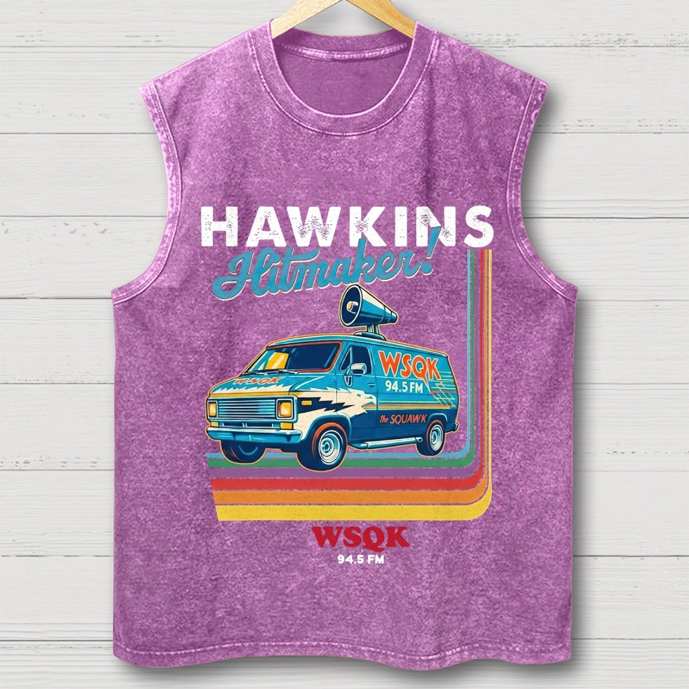 "Hawkins Hitmaker!" Retro Van Washed Vest