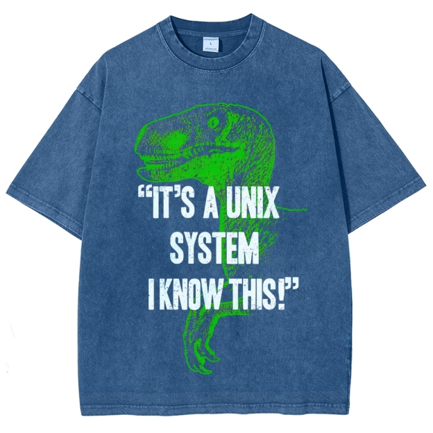 "It's a Unix System" Raptor Washed T-Shirt