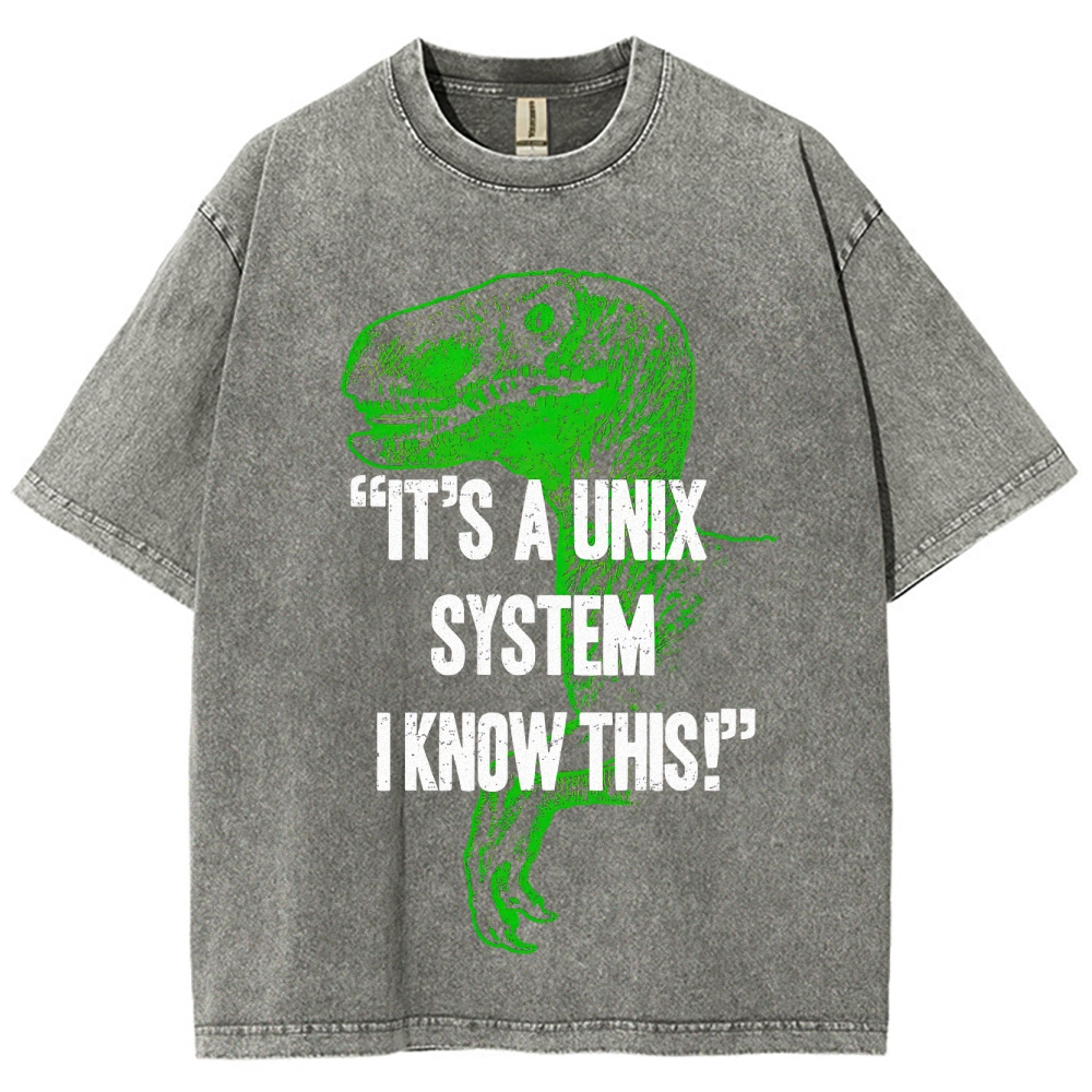 "It's a Unix System" Raptor Washed T-Shirt
