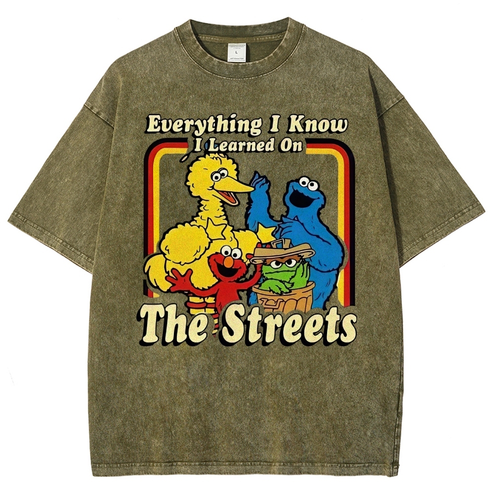 "Everything I Know I Learned On The Streets" Washed T-Shirt