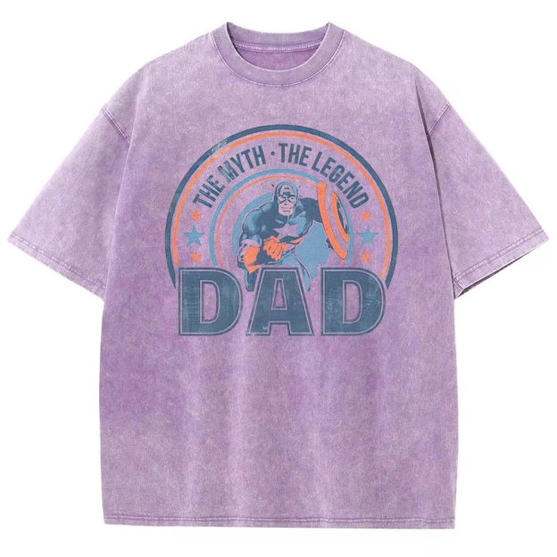 "Captain Dad: The Myth The Legend" Captain America Washed T-Shirt