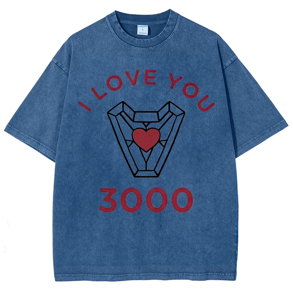 "I Love You 3000" Iron Man Arc Reactor Washed T-Shirt