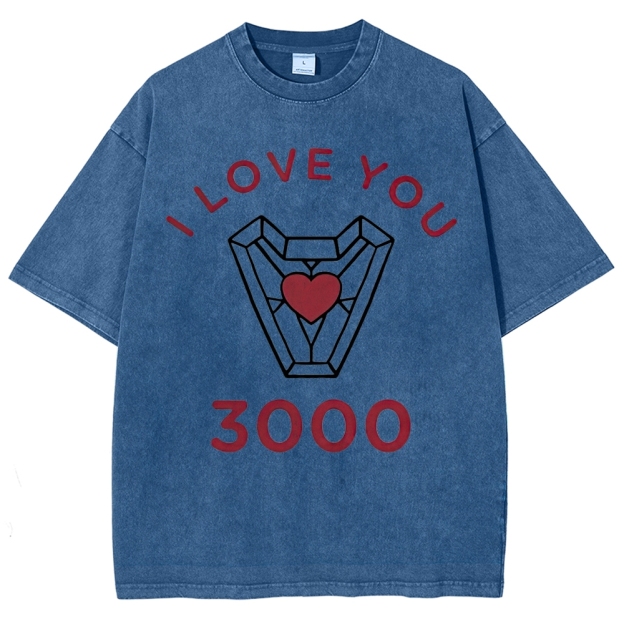 "I Love You 3000" Iron Man Arc Reactor Washed T-Shirt