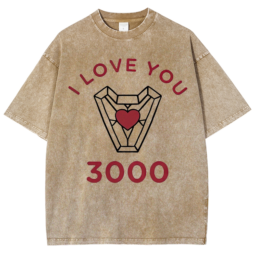 "I Love You 3000" Iron Man Arc Reactor Washed T-Shirt