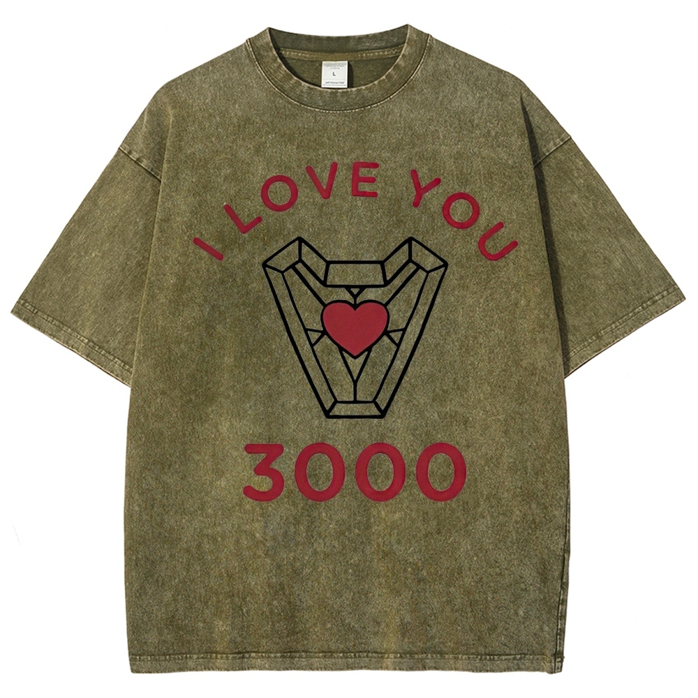 "I Love You 3000" Iron Man Arc Reactor Washed T-Shirt