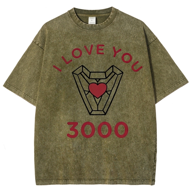 "I Love You 3000" Iron Man Arc Reactor Washed T-Shirt