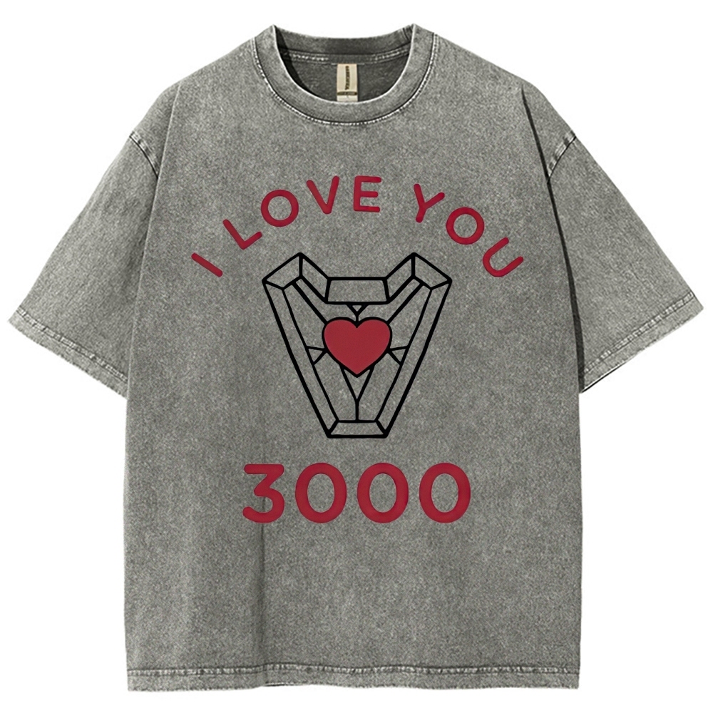 "I Love You 3000" Iron Man Arc Reactor Washed T-Shirt
