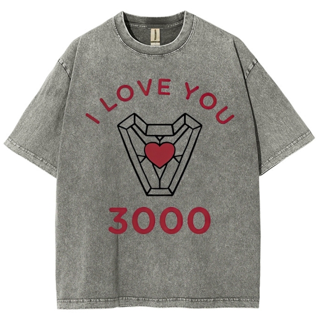 "I Love You 3000" Iron Man Arc Reactor Washed T-Shirt