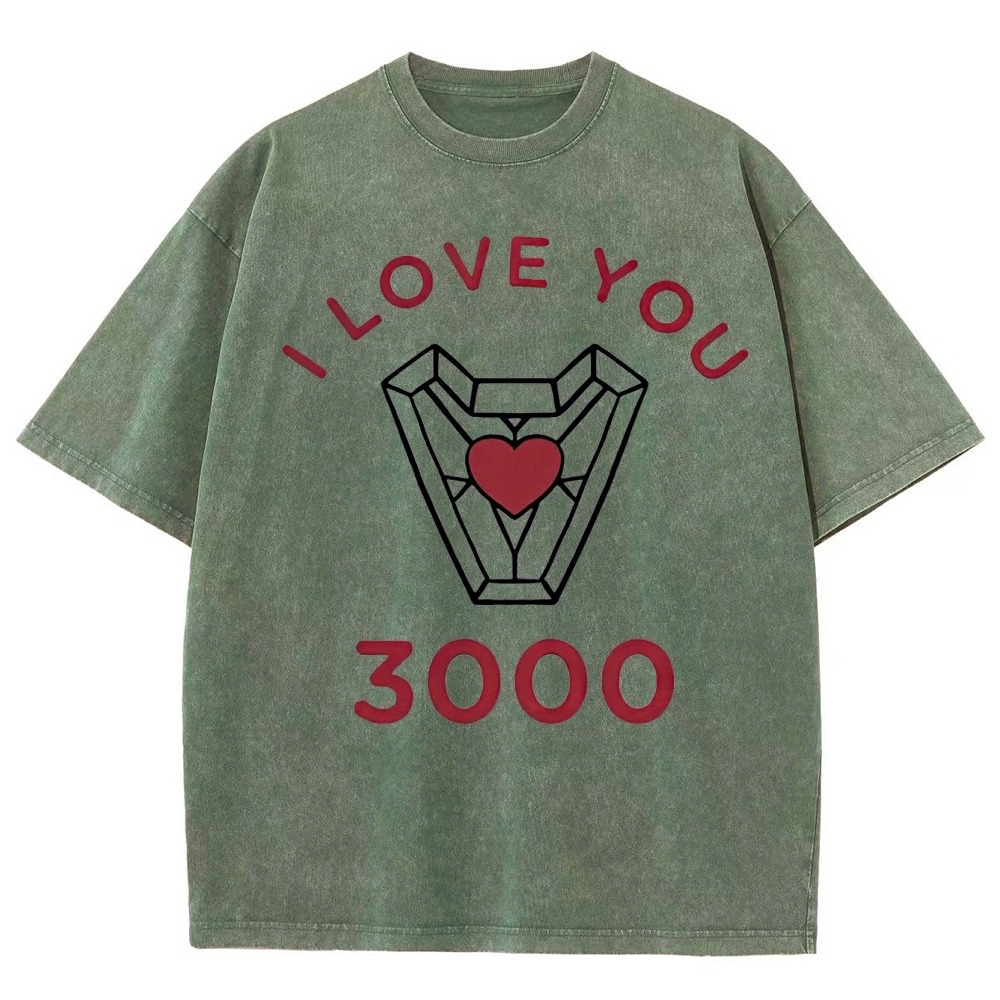 "I Love You 3000" Iron Man Arc Reactor Washed T-Shirt