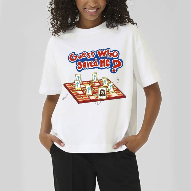 "Guess Who Saved Me?" Christian Guess Who Cotton T-shirt