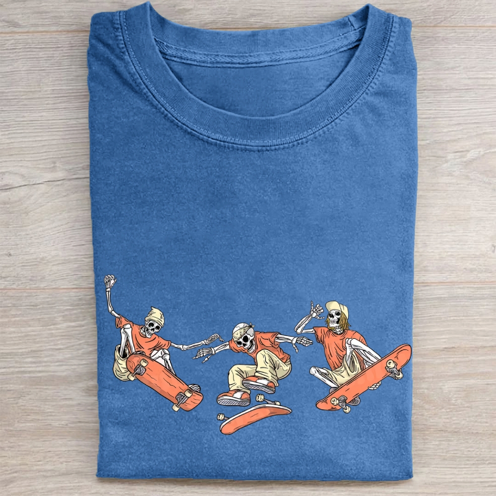 "Skeleton Skate Crew" Punk Skate Vintage Washed Tee
