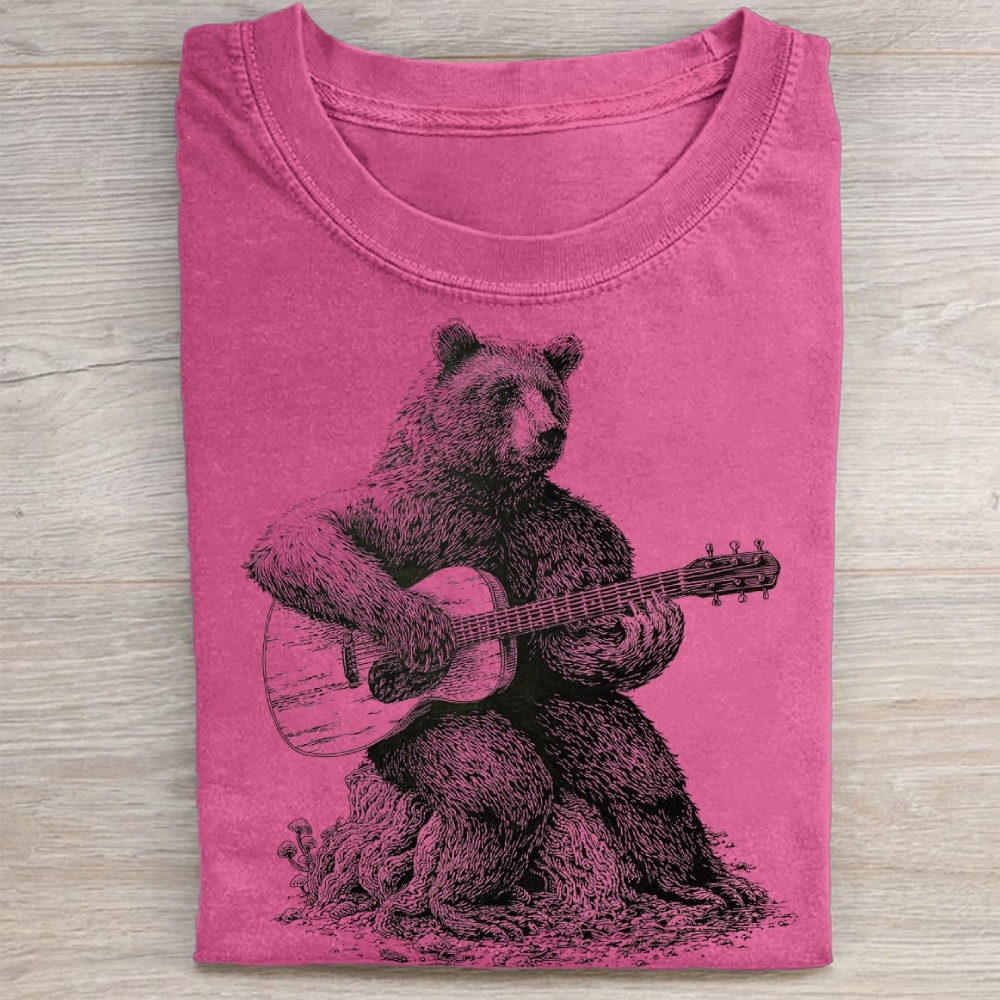 "Acoustic Bear" Folk Music Vintage Washed Tee