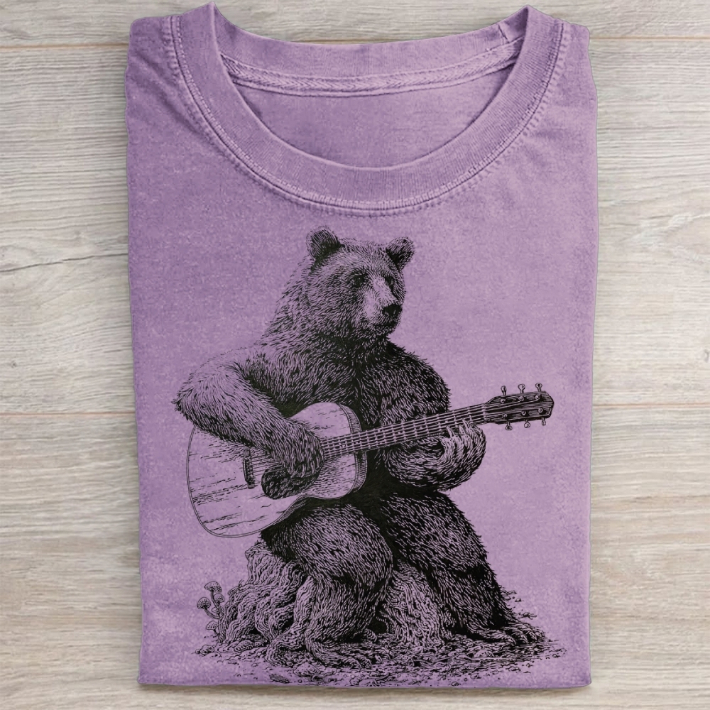 "Acoustic Bear" Folk Music Vintage Washed Tee