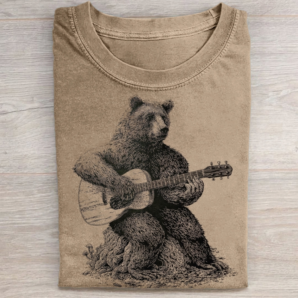 "Acoustic Bear" Folk Music Vintage Washed Tee