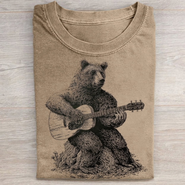 "Acoustic Bear" Folk Music Vintage Washed Tee