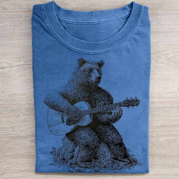 "Acoustic Bear" Folk Music Vintage Washed Tee