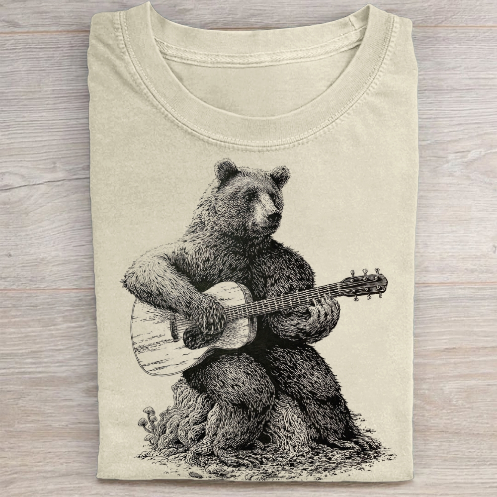 "Acoustic Bear" Folk Music Vintage Washed Tee