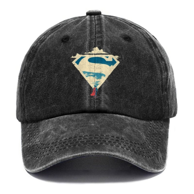 "Superman S-Shield Sky" Minimalist Vintage Casual Washed Cap